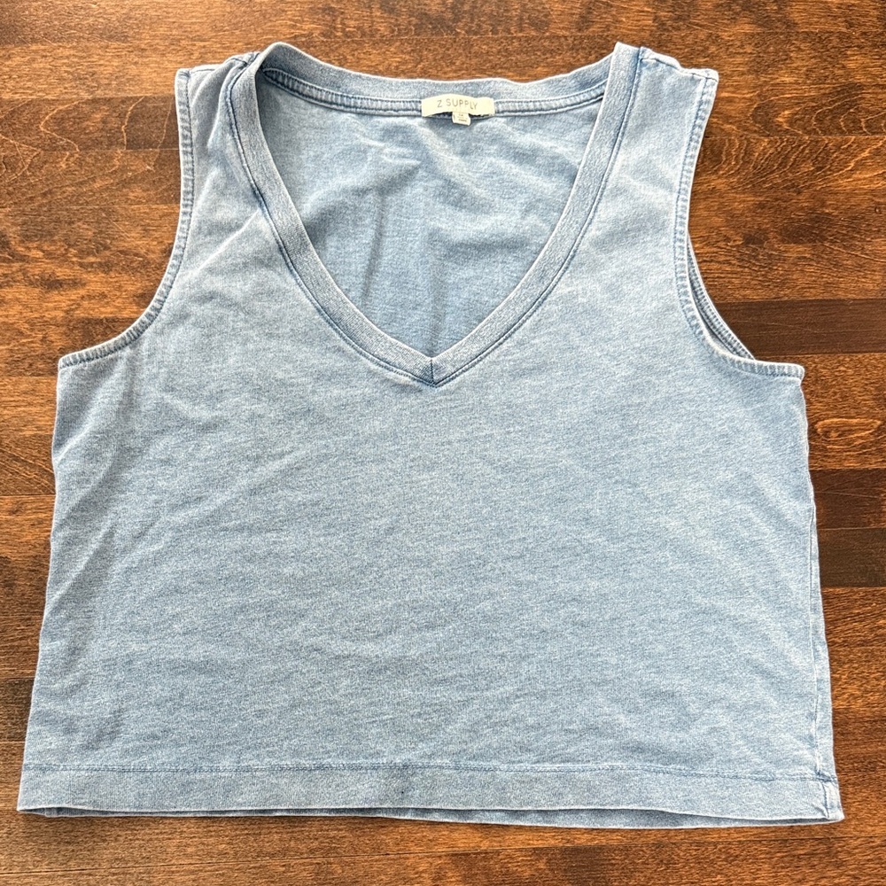 Z Supply Heather Blue V-Neck Tank Top